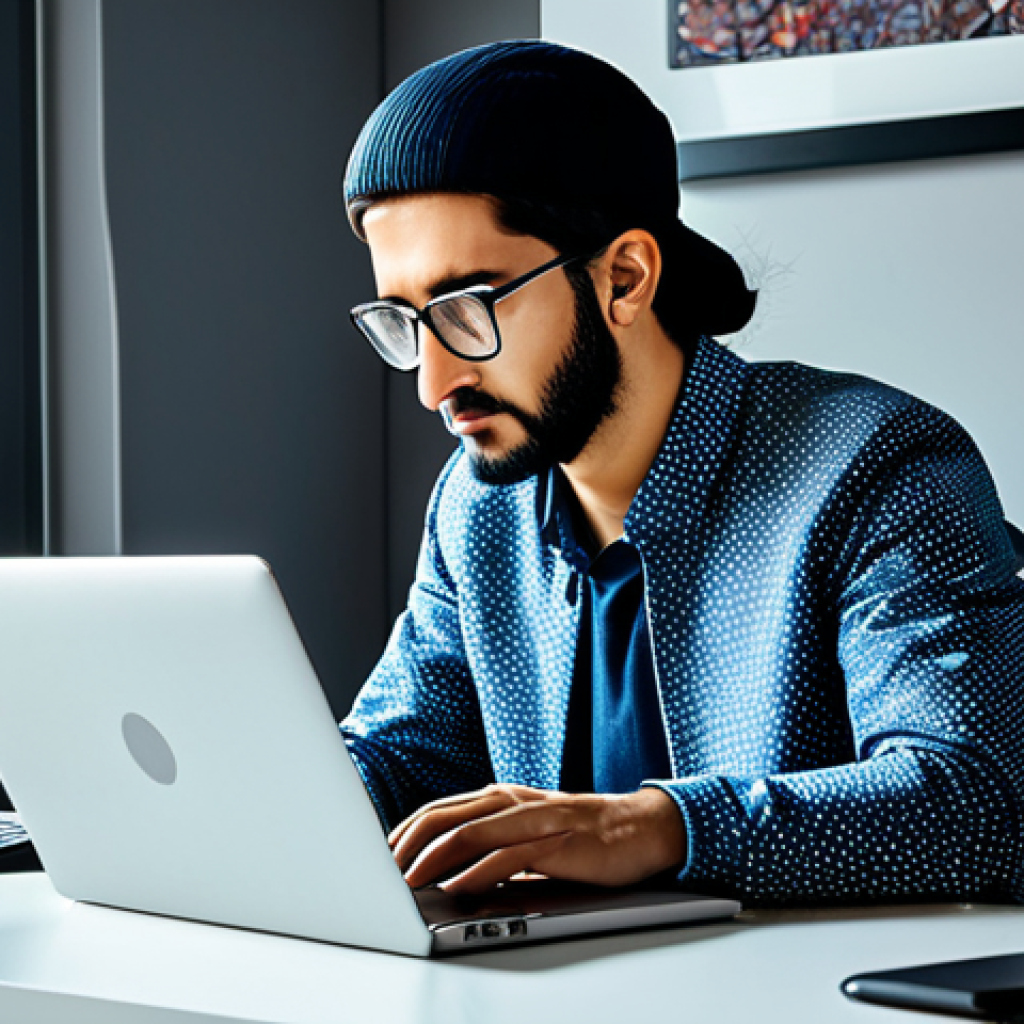 **
"A professional graphic designer working on a laptop in a modern Istanbul office, creating digital artwork, fully clothed, modest office attire, safe for work, perfect anatomy, natural pose, digital art, high quality, professional."
**
