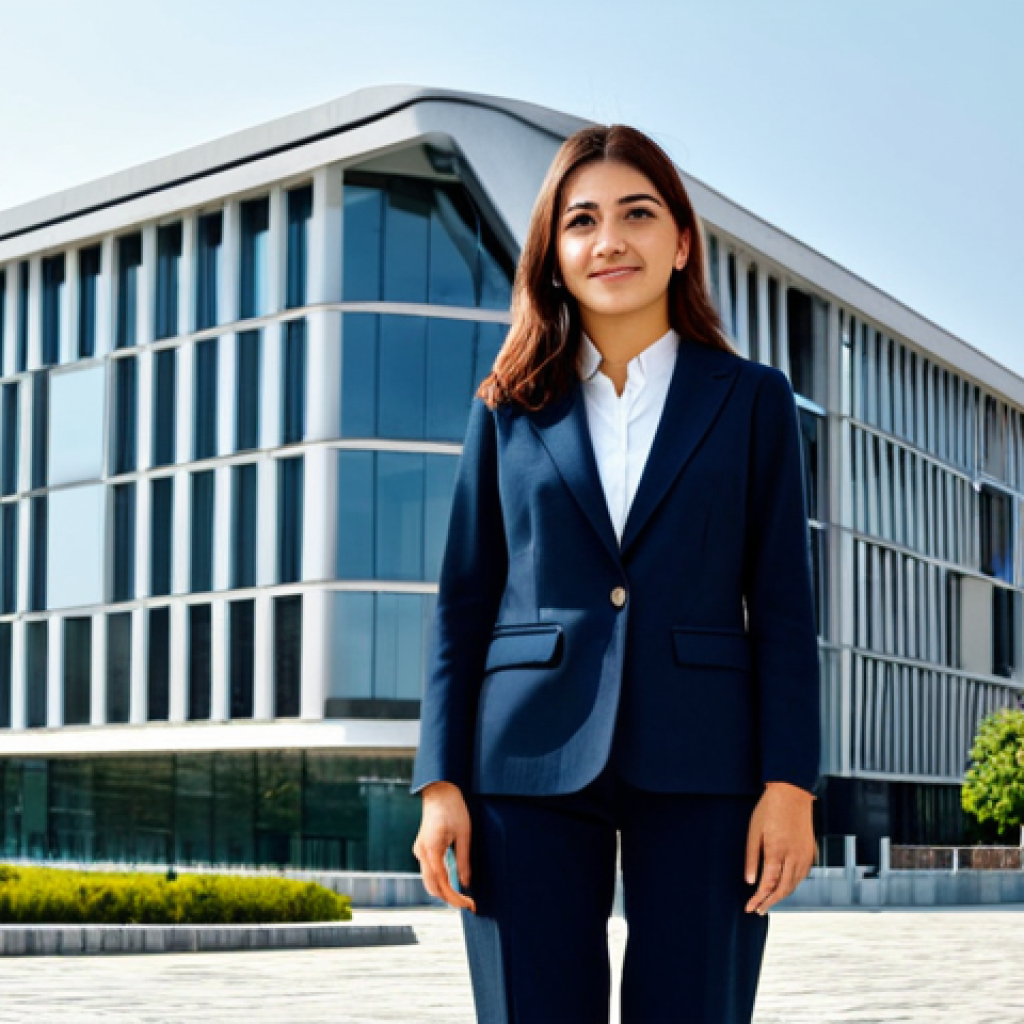 **
A Turkish woman in her late 20s, a successful architect, standing confidently in front of a modern building she designed in Istanbul, fully clothed in a stylish, modest business outfit (think smart casual). Natural light, professional photography, perfect anatomy, correct proportions, well-formed hands, proper finger count, safe for work, appropriate content, professional, family-friendly.
**