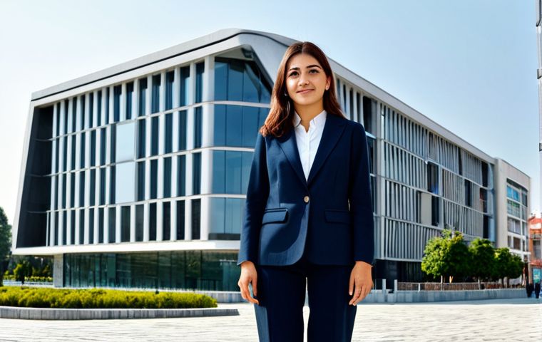 **
A Turkish woman in her late 20s, a successful architect, standing confidently in front of a modern building she designed in Istanbul, fully clothed in a stylish, modest business outfit (think smart casual). Natural light, professional photography, perfect anatomy, correct proportions, well-formed hands, proper finger count, safe for work, appropriate content, professional, family-friendly.
**