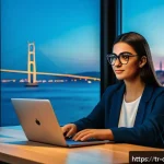Home 18 디지털 제작자 운동의 비즈니스 모델 혁신 - A modern digital content creator workspace in Istanbul, featuring a young professional woman wearing...